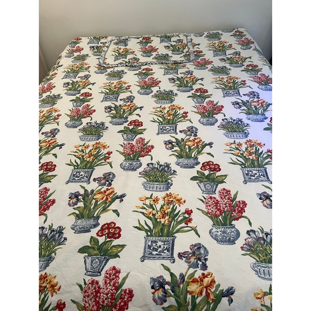 Custom-made chinoiserie King size duvet (w/ single standard sham and throw)